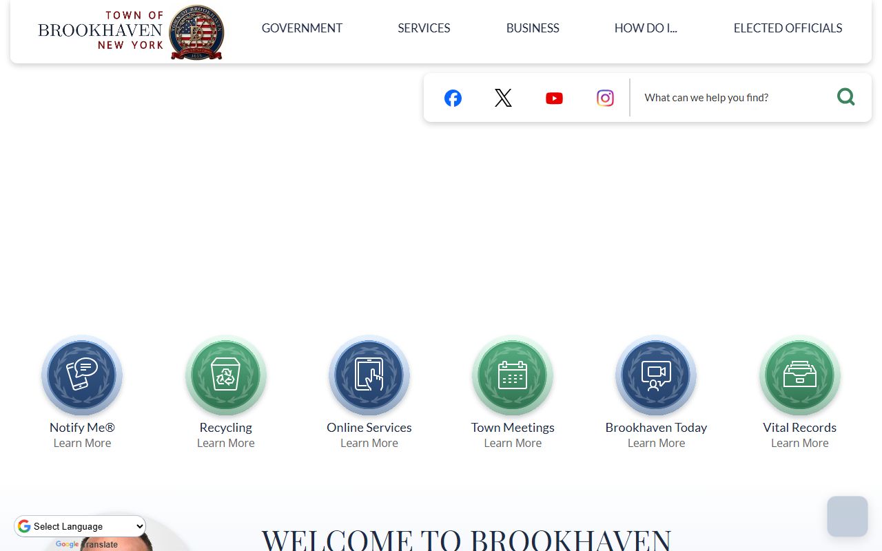 Town of Brookhaven official website for criminal records information