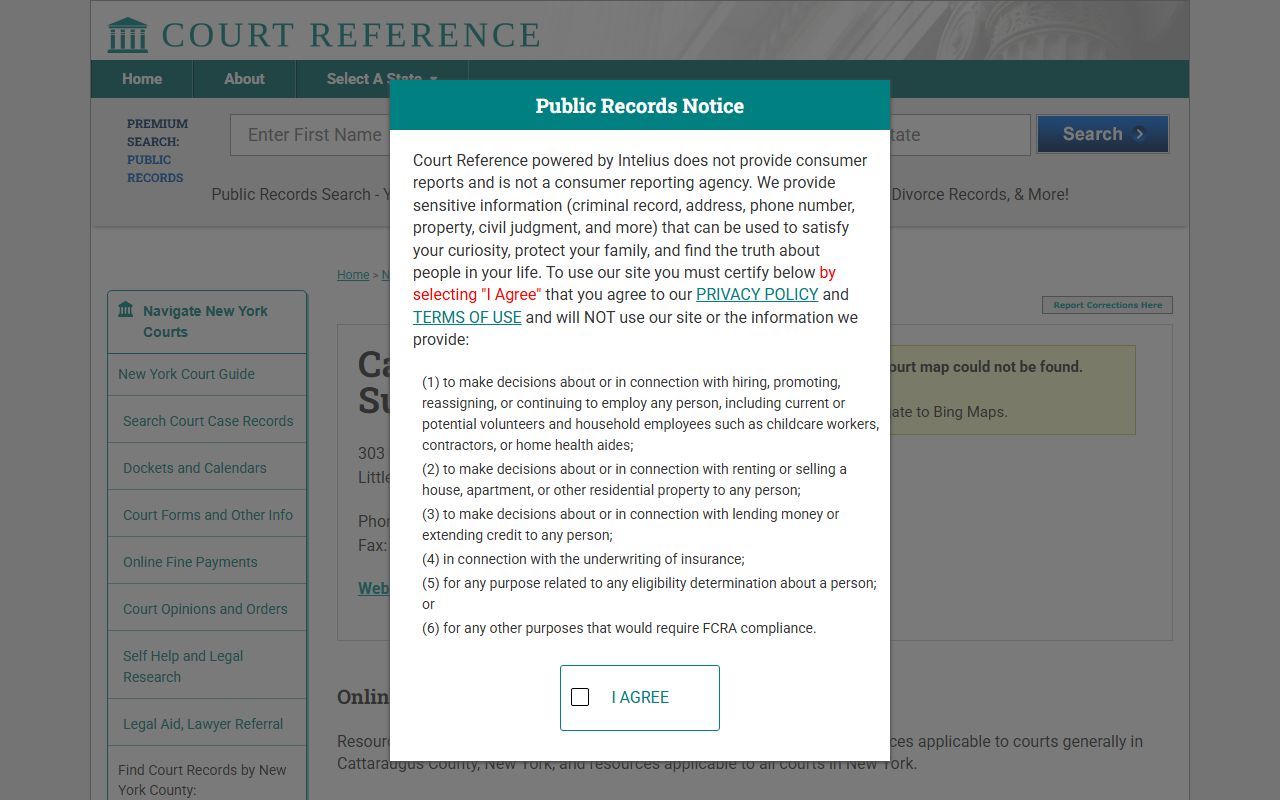 Cattaraugus County Supreme Court resources for criminal records