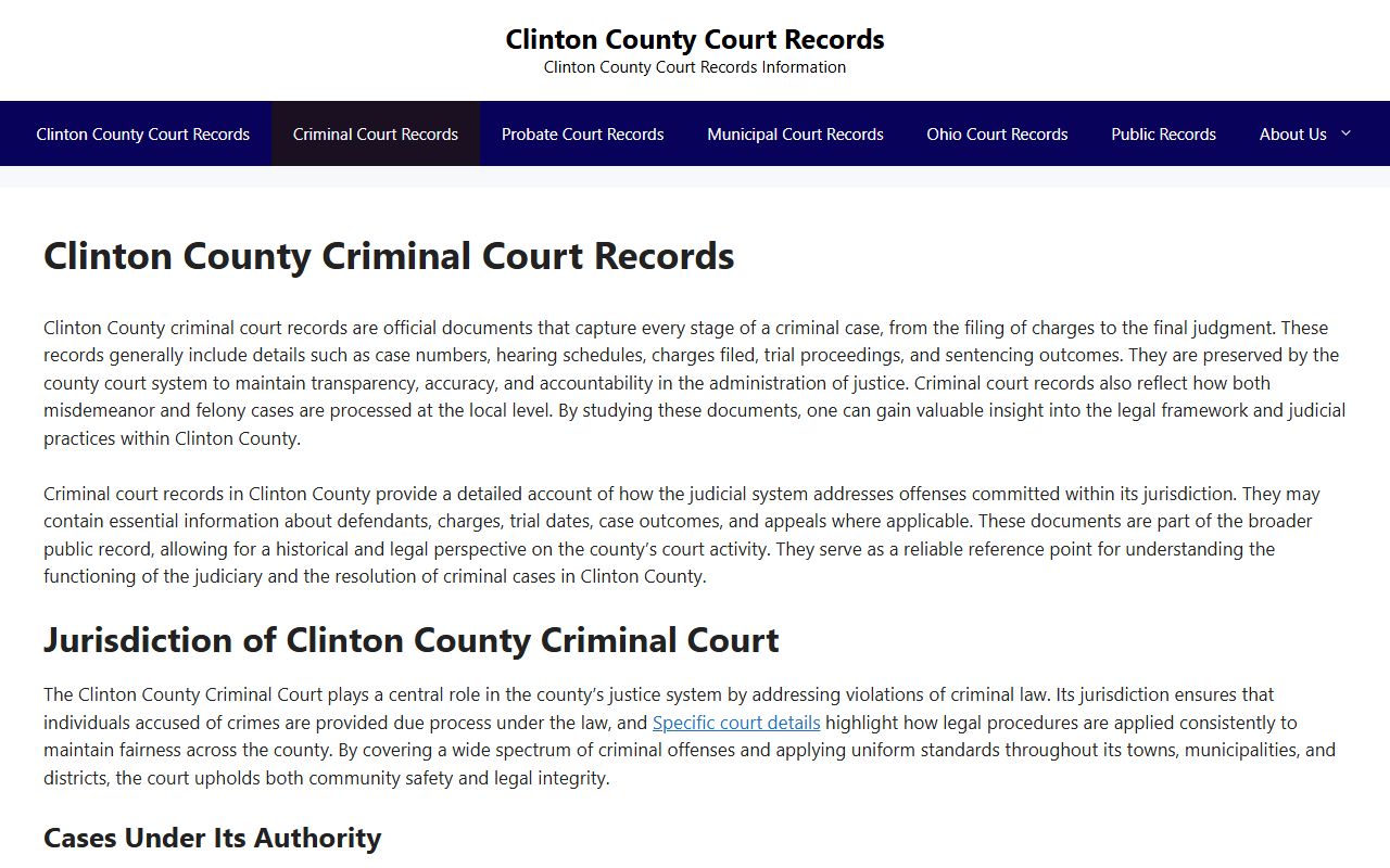 Clinton County criminal court records search resources