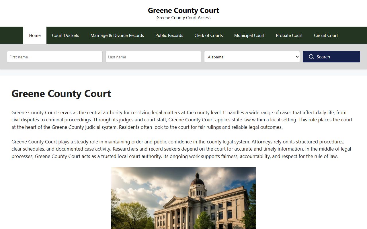 Greene County Courts for criminal records search