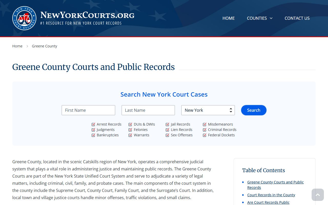 Greene County court records for criminal records searches