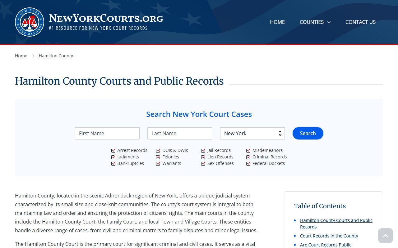 Hamilton County court records for criminal records search