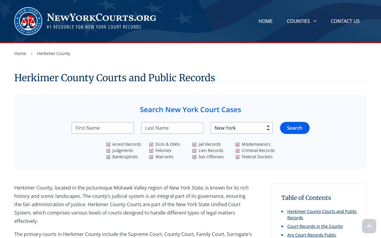 Herkimer County court records search for criminal records