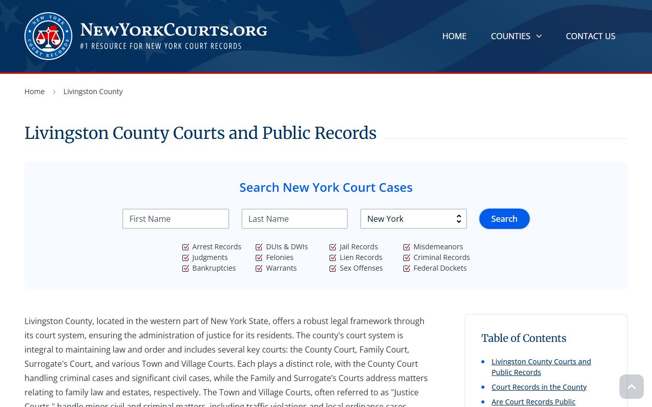 Livingston County court records search for criminal cases