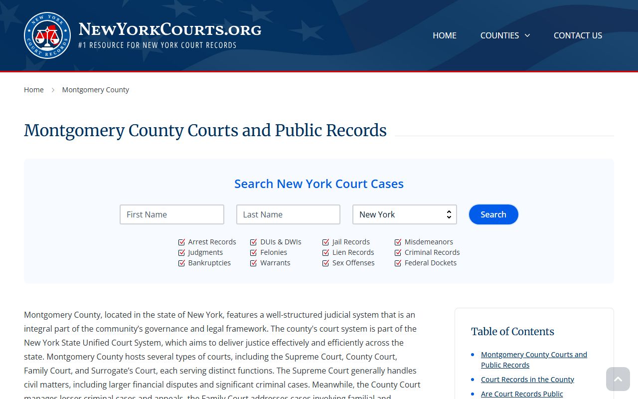 Montgomery County court records for criminal cases