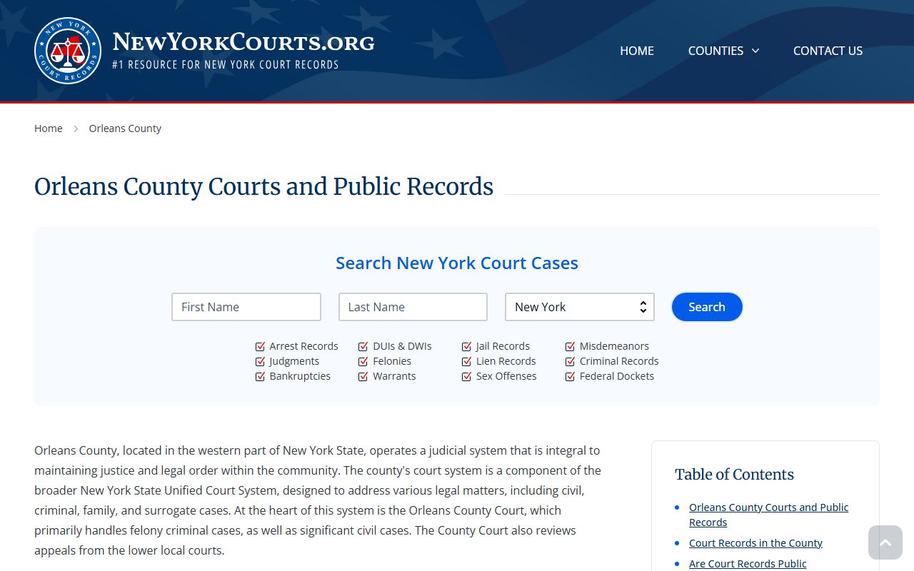 Orleans County court records search