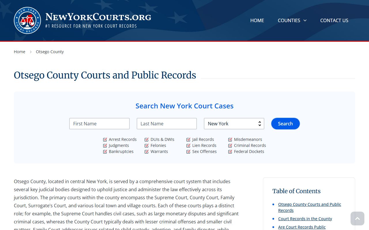Otsego County court records search tools