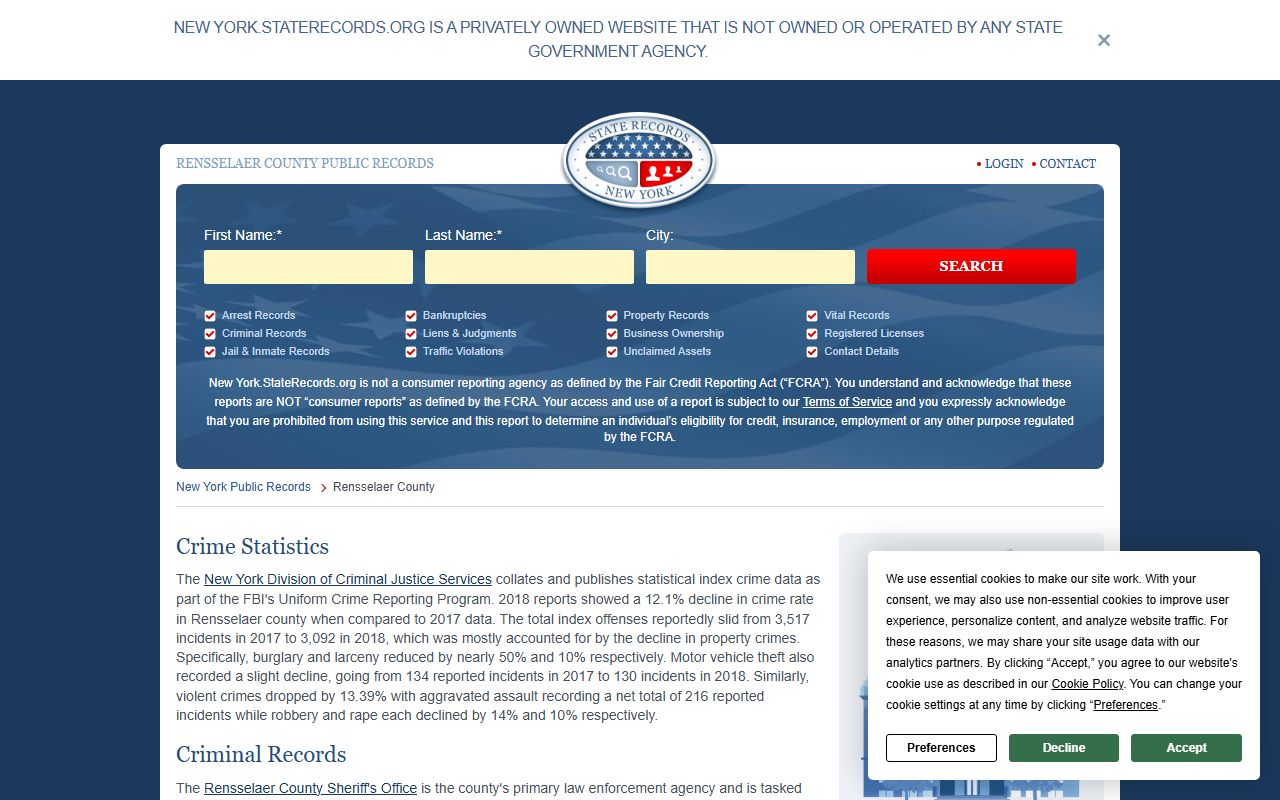 Rensselaer County criminal records resources