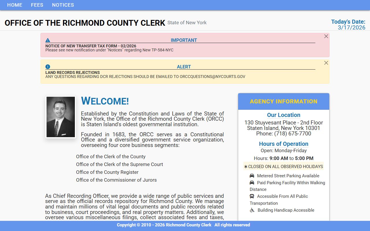 Richmond County Clerk office for criminal records on Staten Island