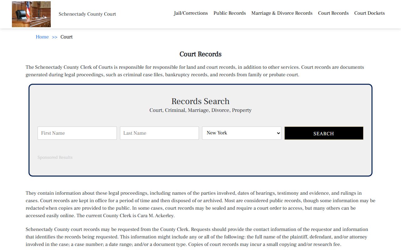 Schenectady County court records search portal