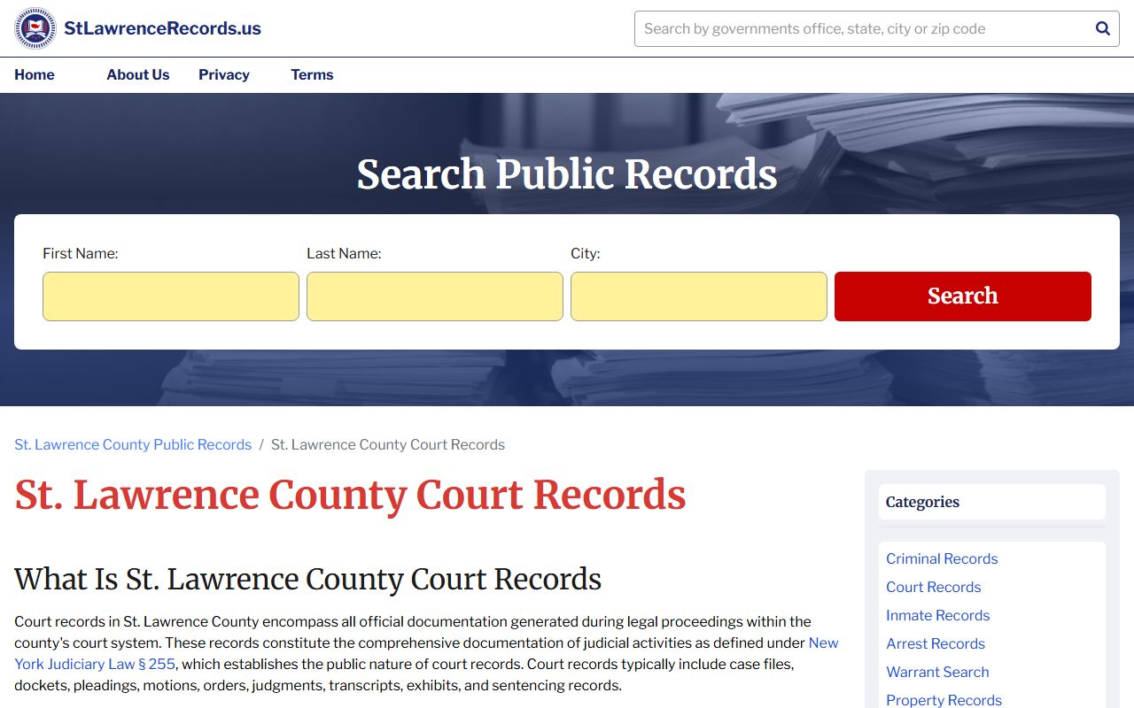 St. Lawrence County criminal records guide and search options