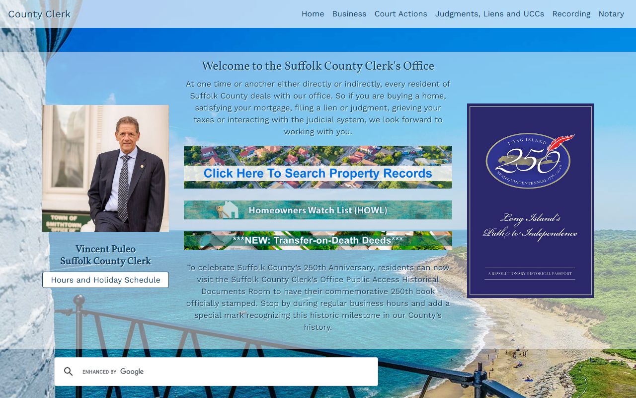 Suffolk County Clerk website for criminal records searches in Riverhead