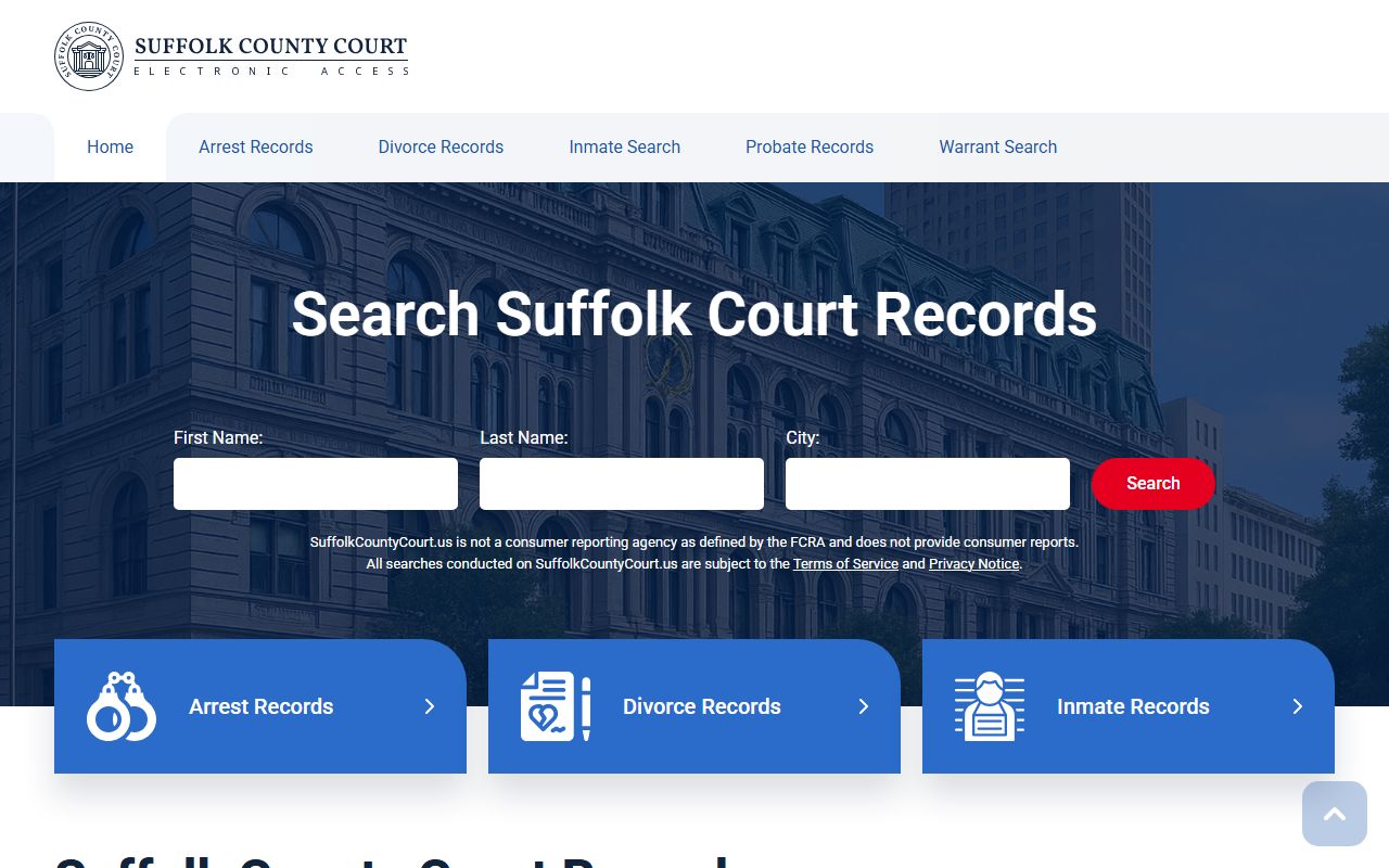 Suffolk County court records search tools for criminal records