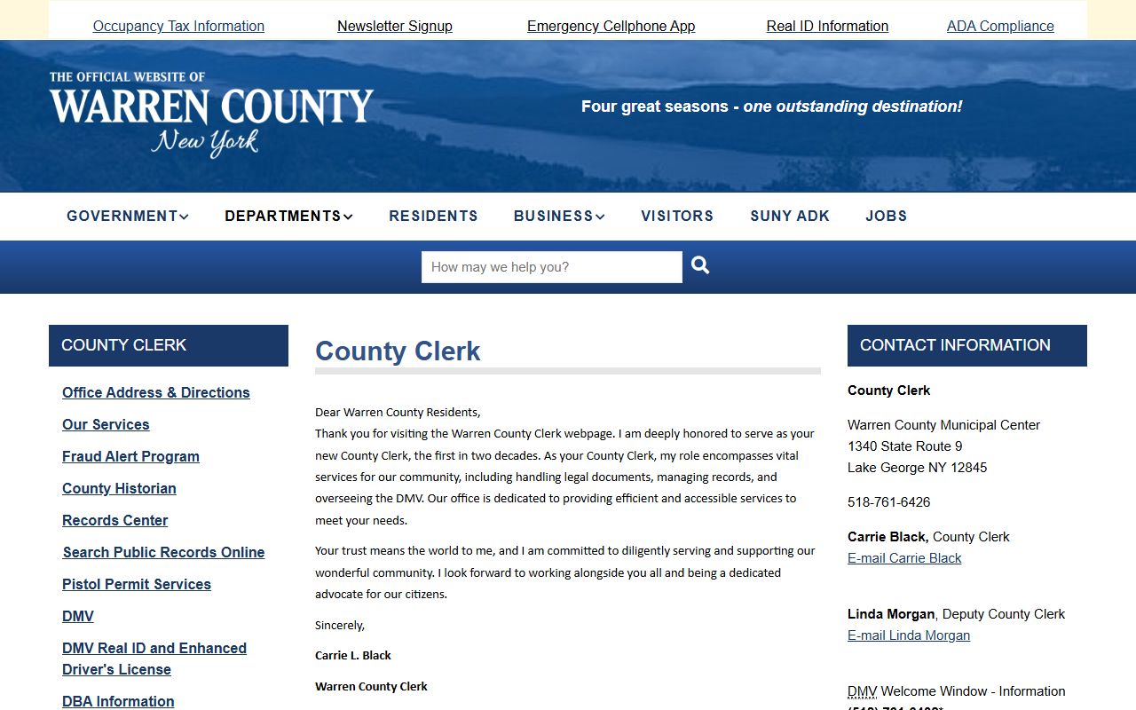 Warren County Clerk office for criminal records searches