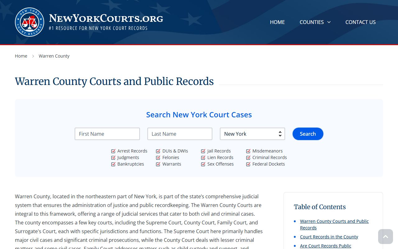 Warren County court records for criminal records search