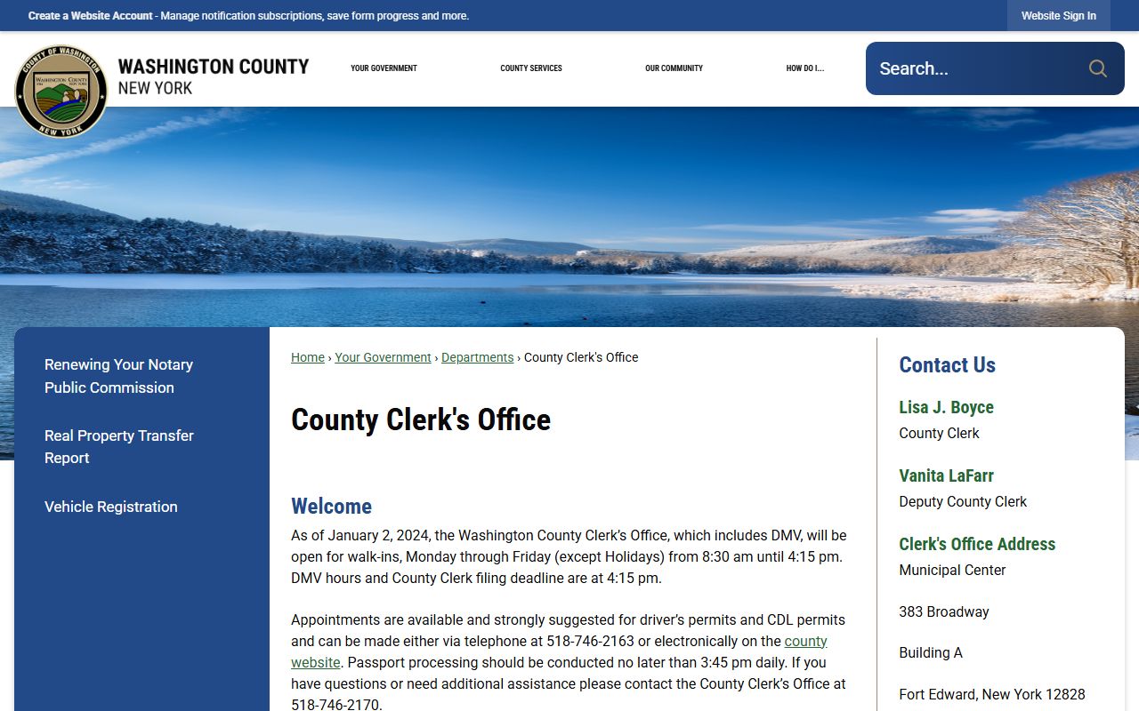 Washington County Clerk office for criminal records