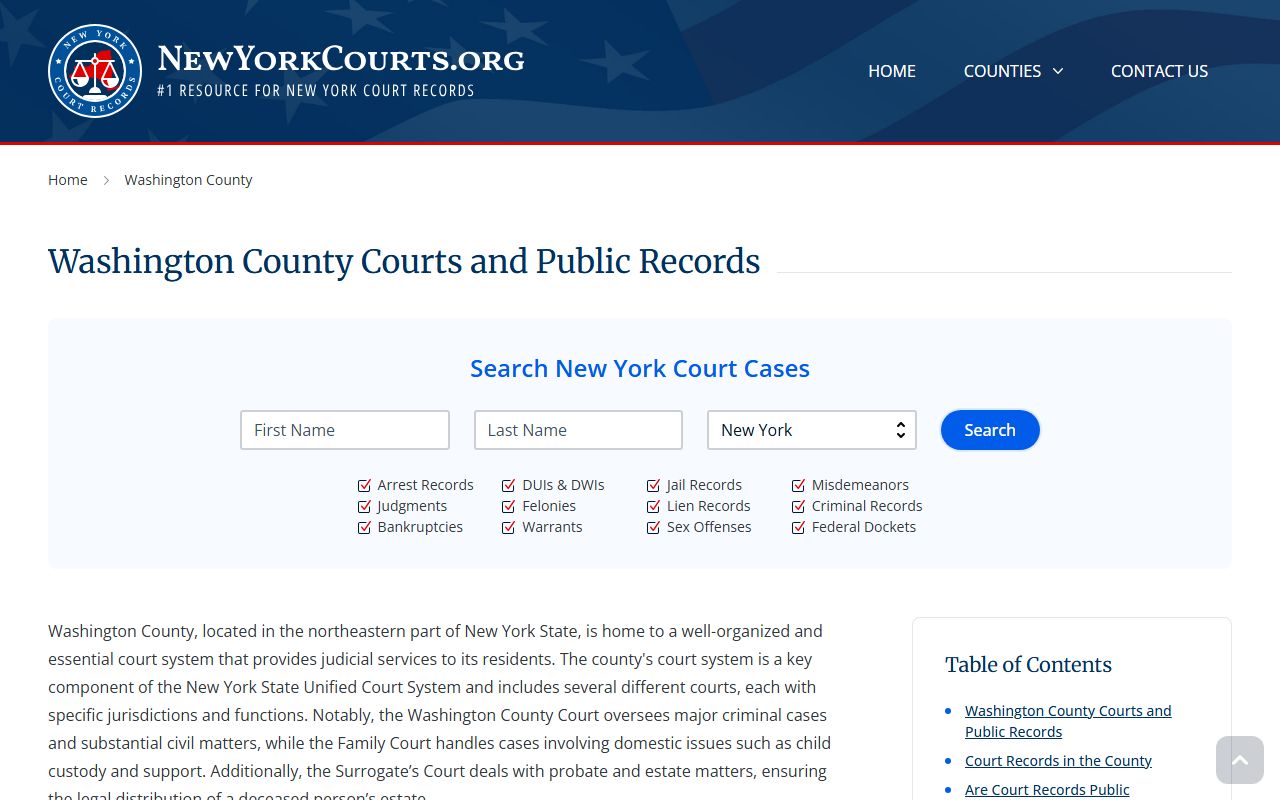 Washington County court records for criminal records