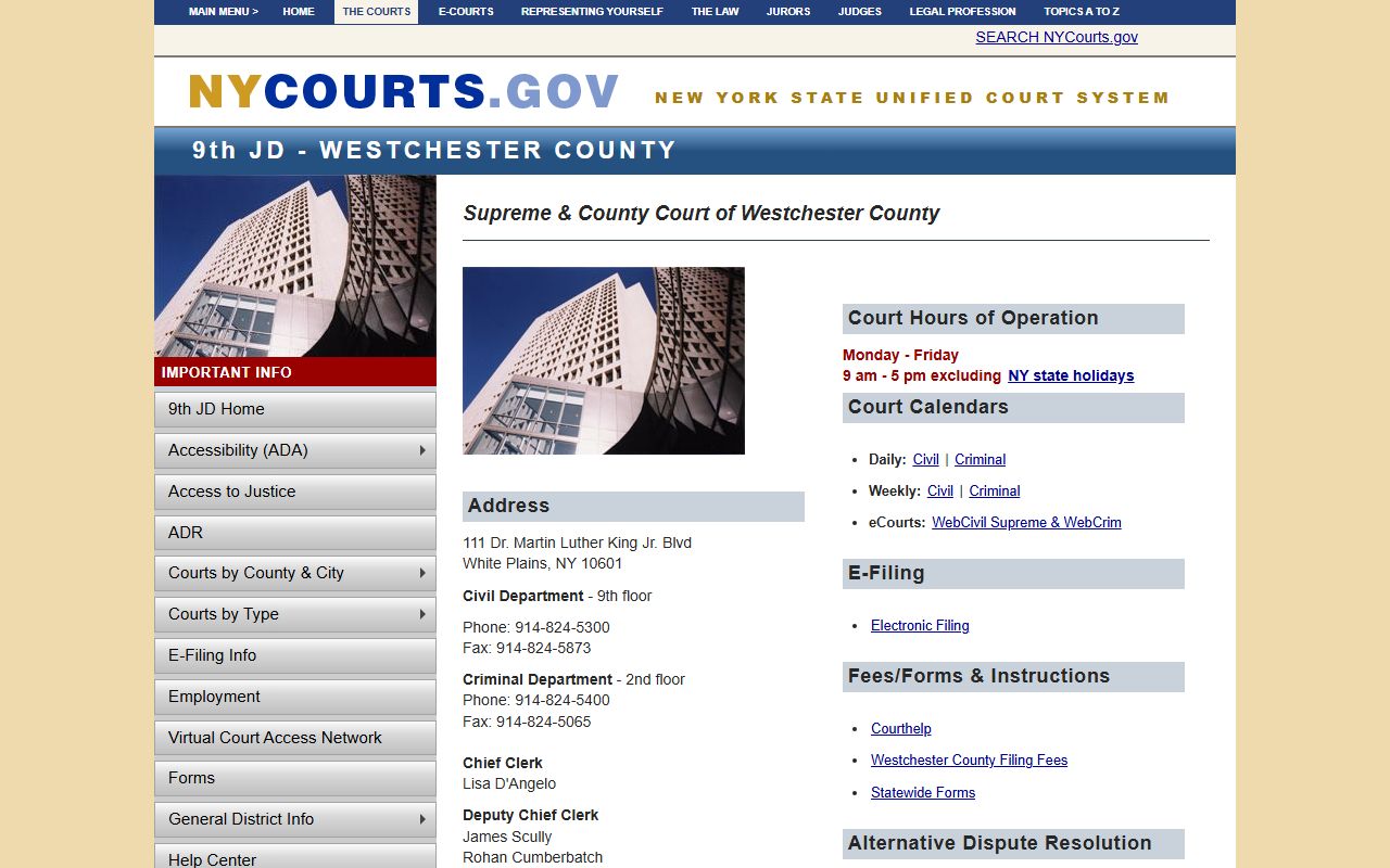 Westchester County Supreme Court for criminal records search